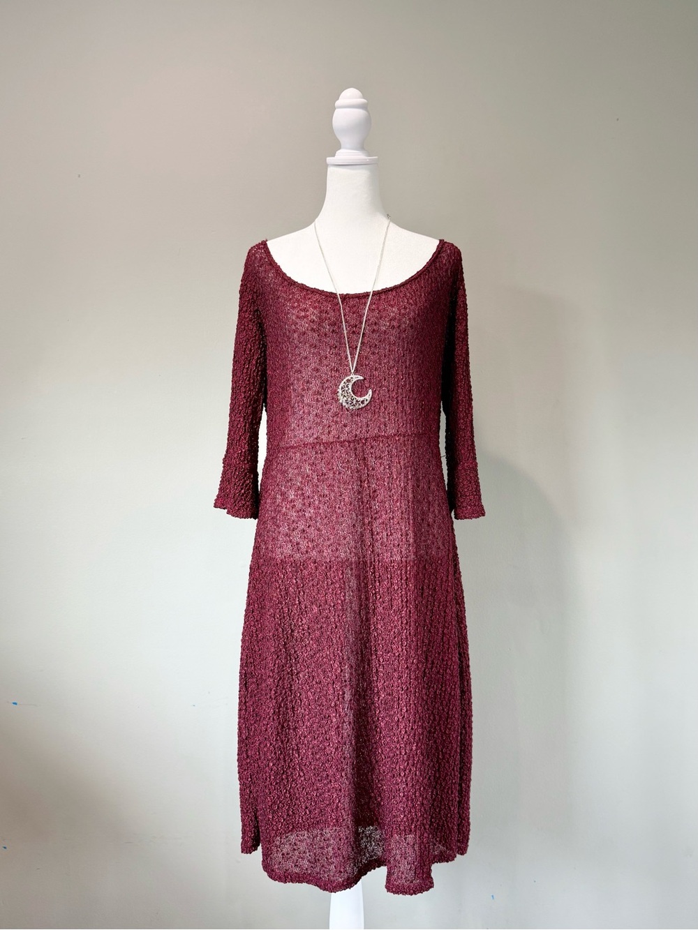 RARE Vintage Tripp NYC 80s 90s Red Midi Semi-Sheer Dress